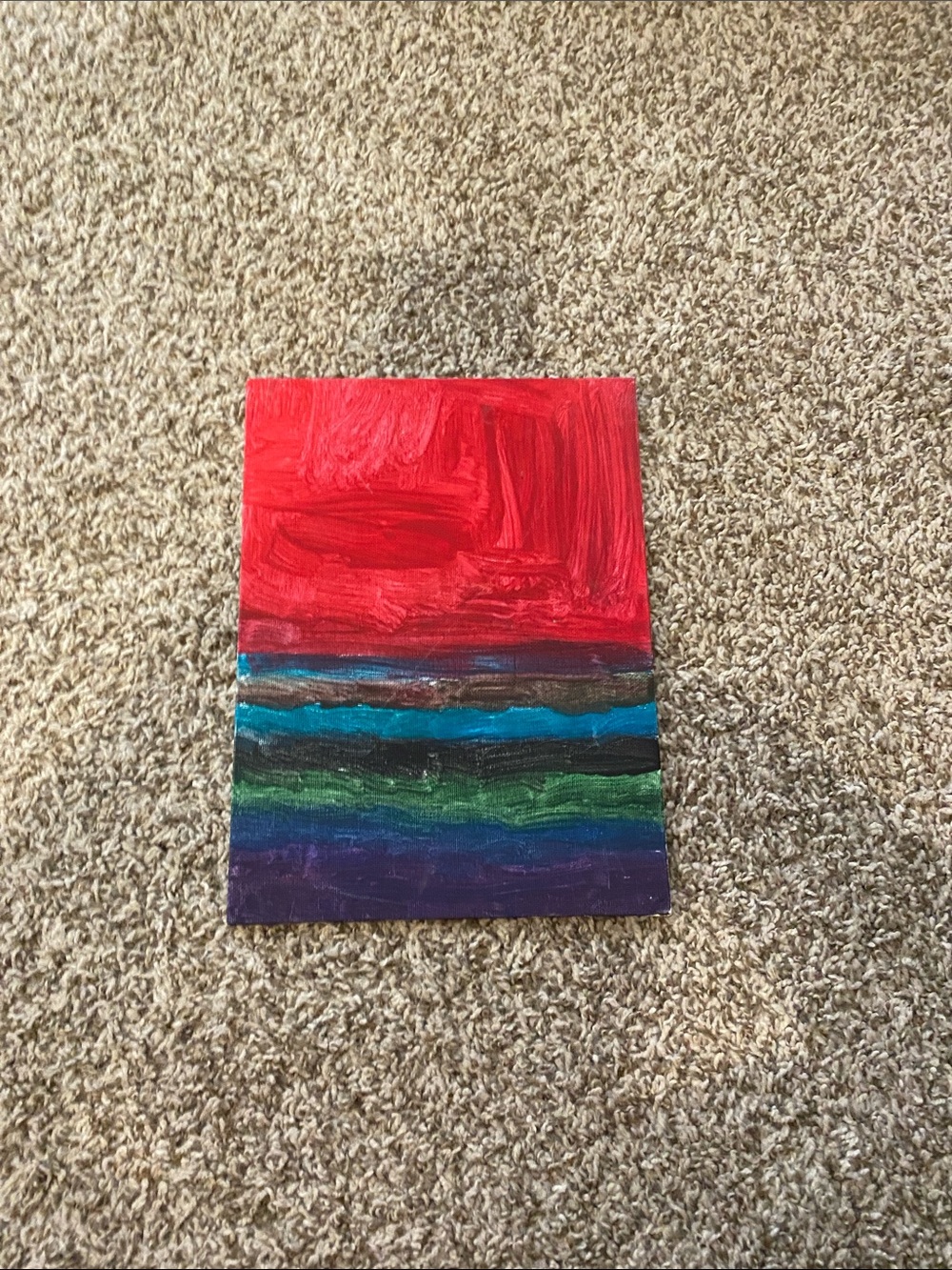 Abstract Hand-Painted Canvas Wall Art - Red, Blue, Green, Purple Stripes